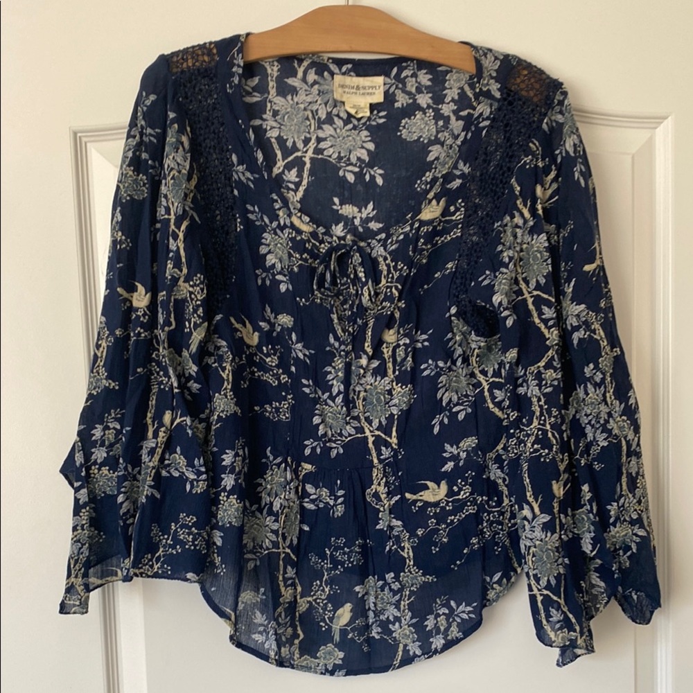 Ralph Lauren Denim and Supply Blue Cotton Tunic Blouse